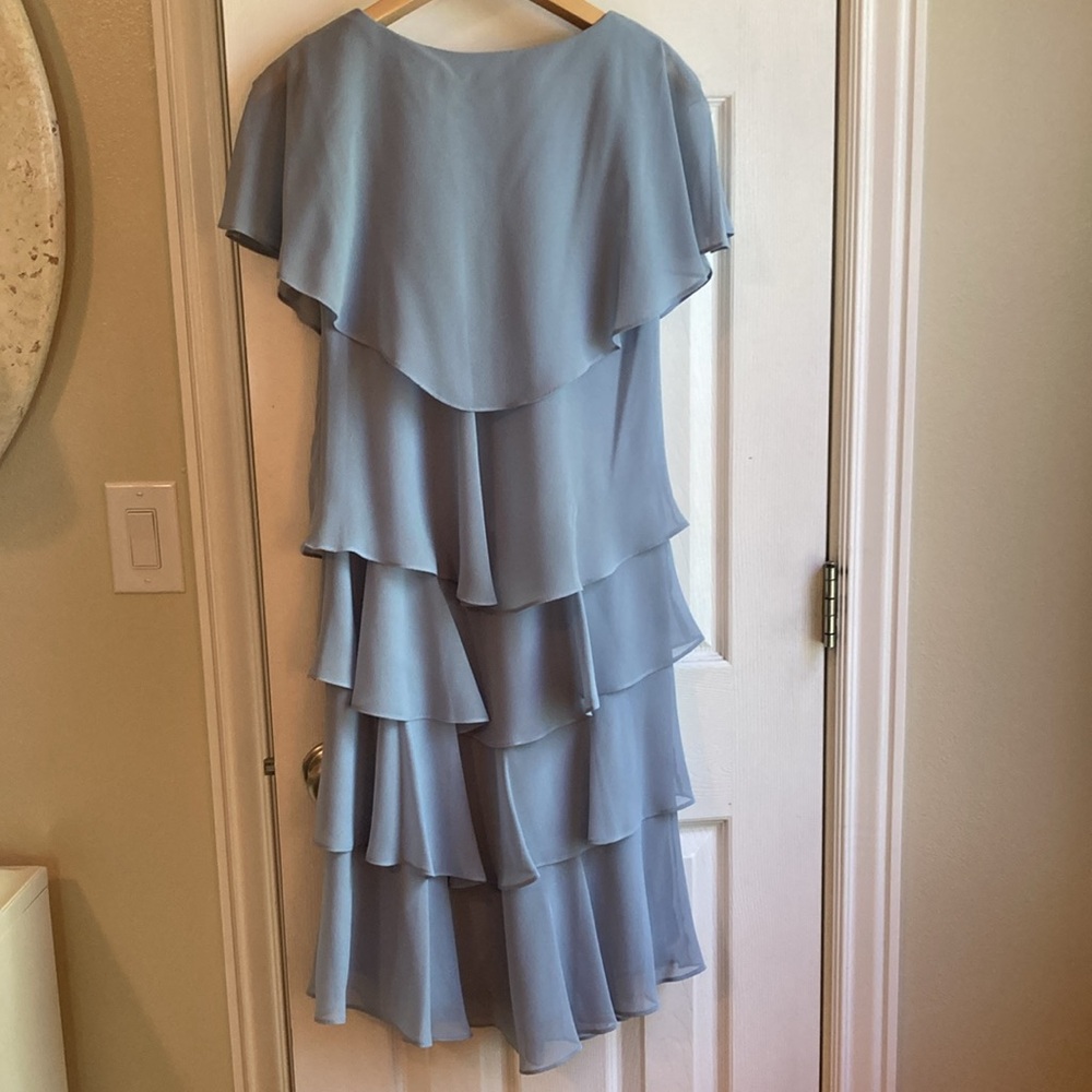 Semi-Formal Dusty Blue Ruffle Dress - Picture 4 of 5